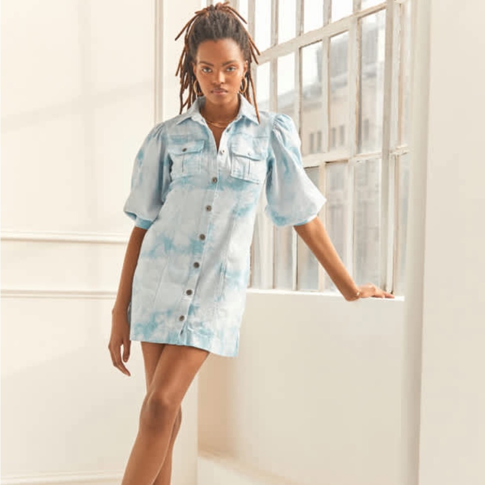 Something Navy Tie Dye Blue Jean Dress